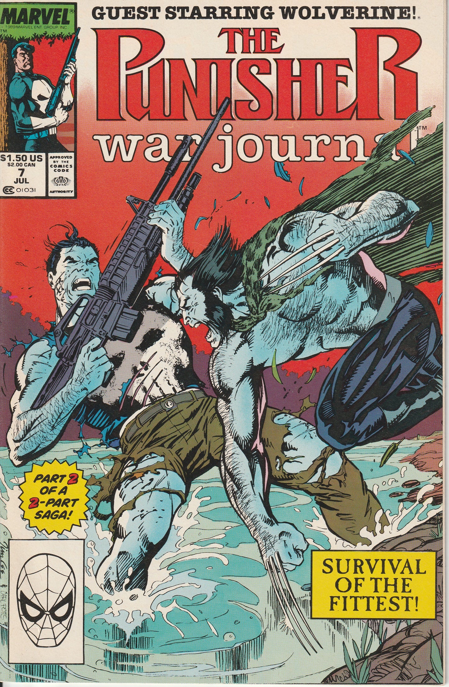 PUNISHER WAR JOURNAL #7 - MARVEL COMICS - JULY 1989 - JIM LEE COVER