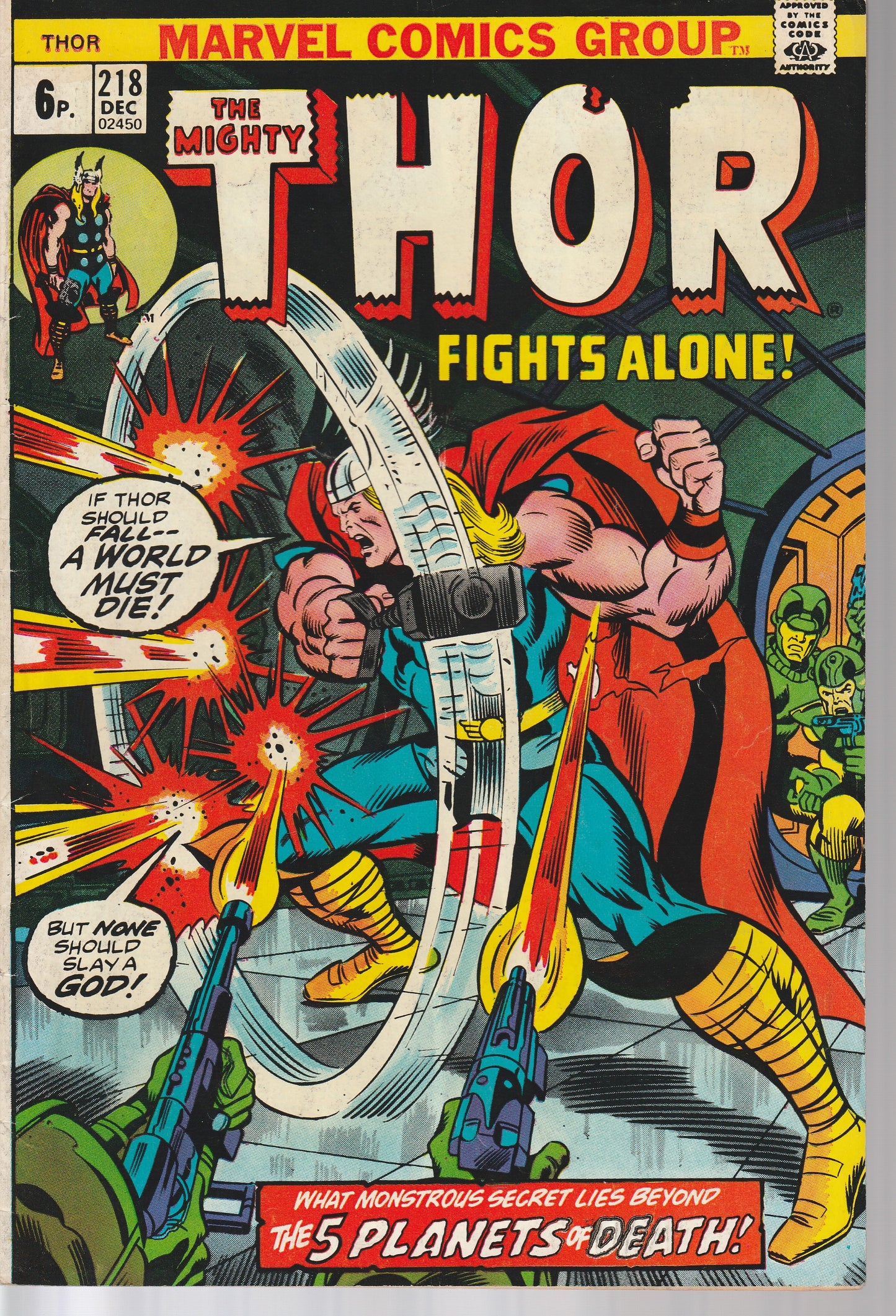 THOR #218 - MARVEL COMICS - DEC 1973 - RARE UK VARIANT (7.0)