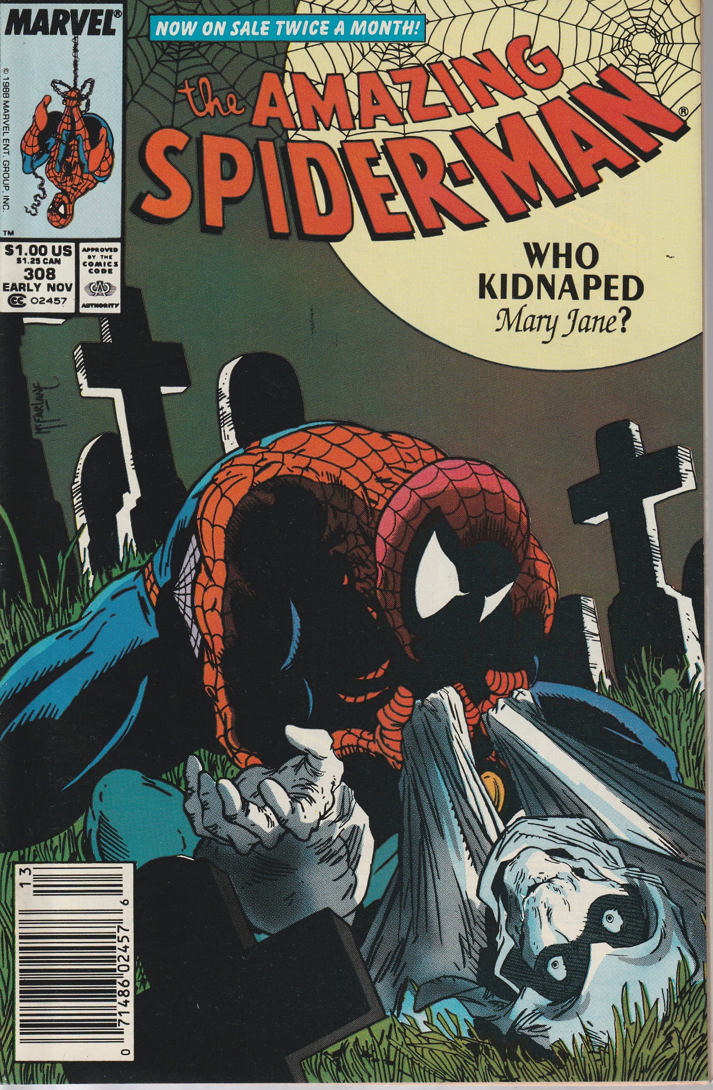 AMAZING SPIDER-MAN #308 - MARVEL - NOV 1988 (9.0) McFARLANE