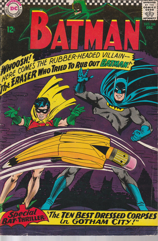 BATMAN #188 - 1st APPEARANCE OF THE ERASER (4.5-5.0)