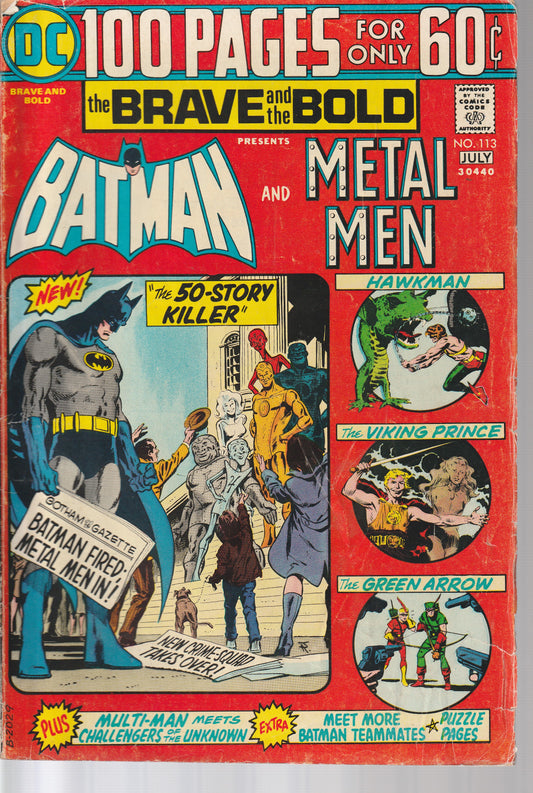 BRAVE AND THE BOLD #113 - DC COMICS - JUN 1974 (4.0-4.5)