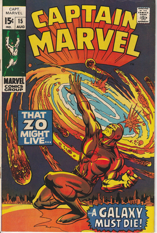 CAPTAIN MARVEL #15 - MARVEL COMICS - AUG 1969 (7.5-8.0)