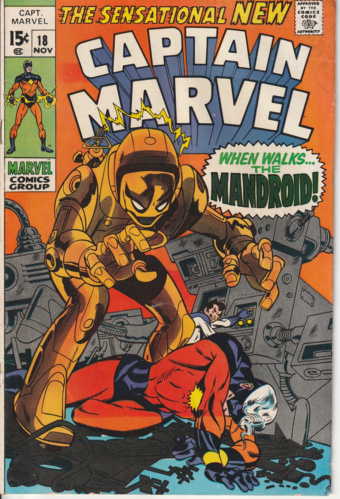 CAPTAIN MARVEL #18 - MARVEL COMICS - NOV 1969 (5.0-5.5)