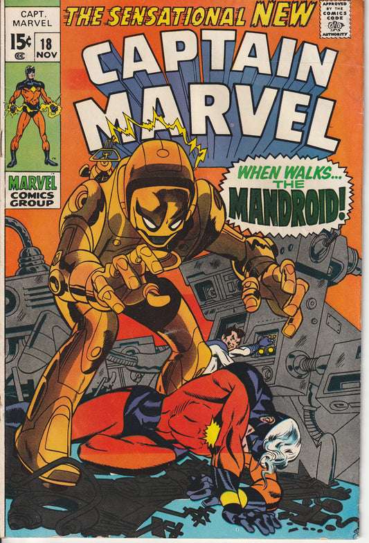 CAPTAIN MARVEL #18 - MARVEL COMICS - NOV 1969 (5.0-5.5)