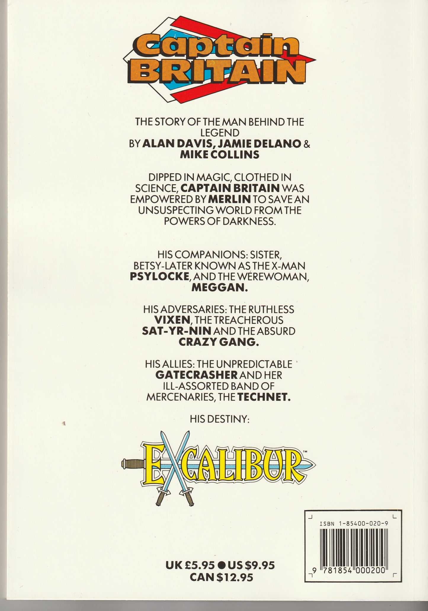 CAPTAIN BRITAIN : BEFORE EXCALIBUR TPB - MARVEL UK - 1988