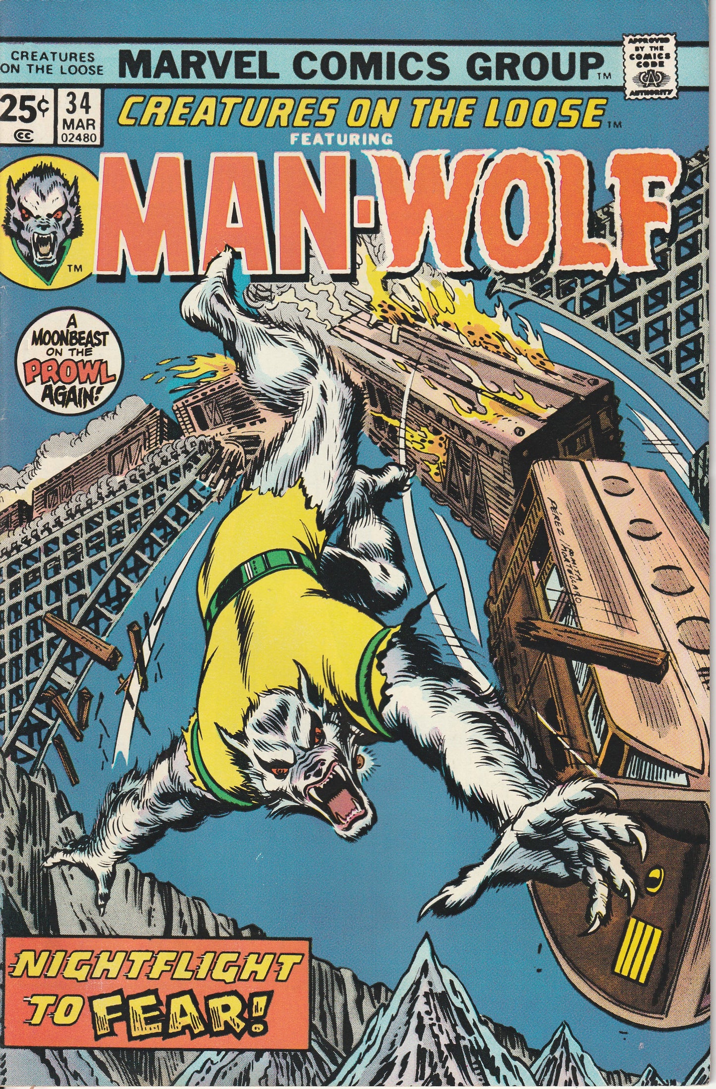CREATURES ON THE LOOSE #34 - MARVEL COMICS - MAR 1975 (8.0-8.5)