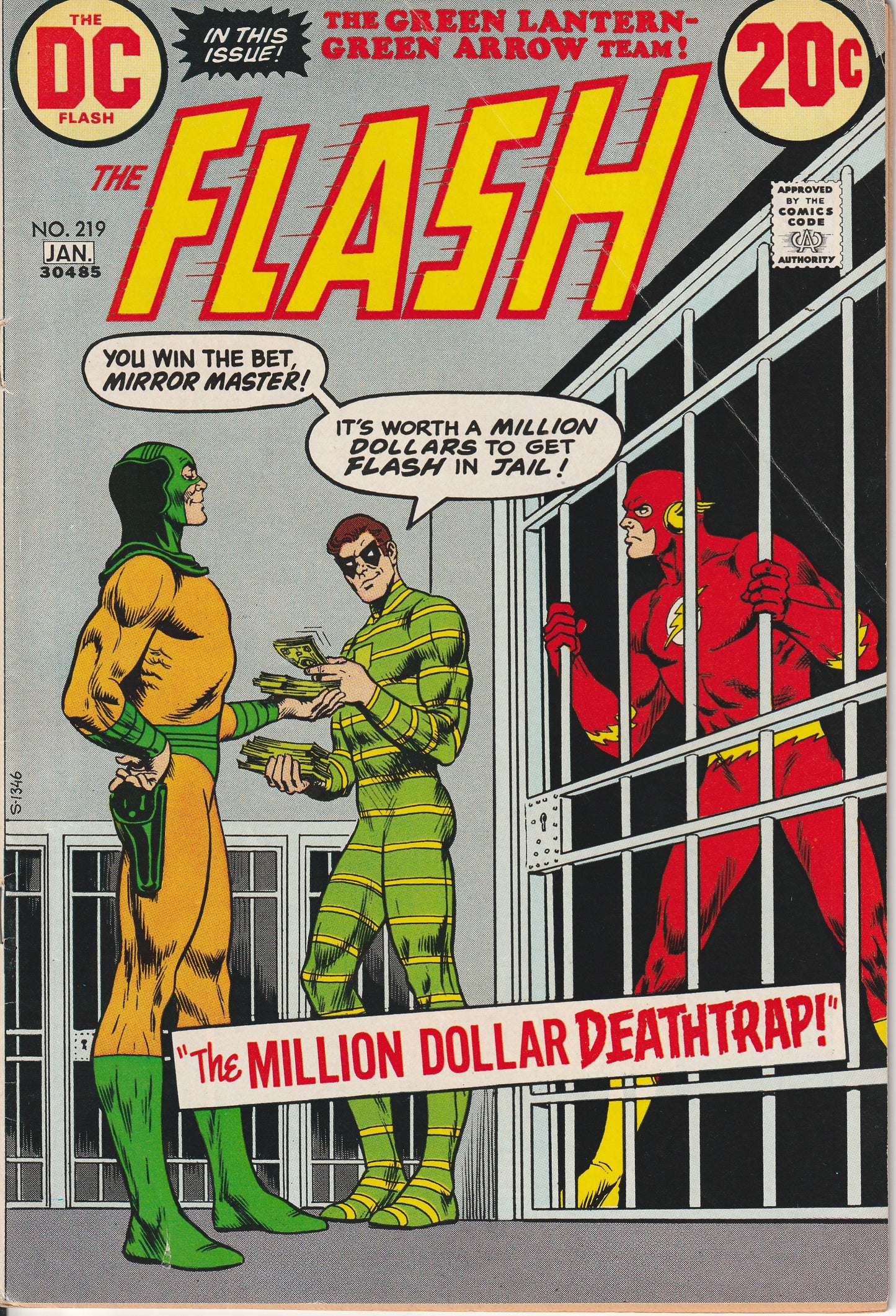 FLASH #219 - DC COMICS - DEC 1972 (5.0) Neal Adams Green Lantern story