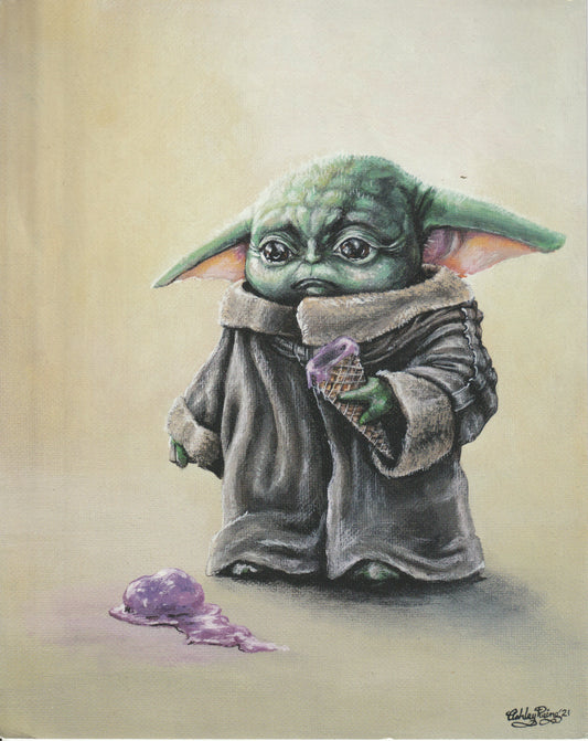 GROGU EATING ICE CREAM 8 X 10