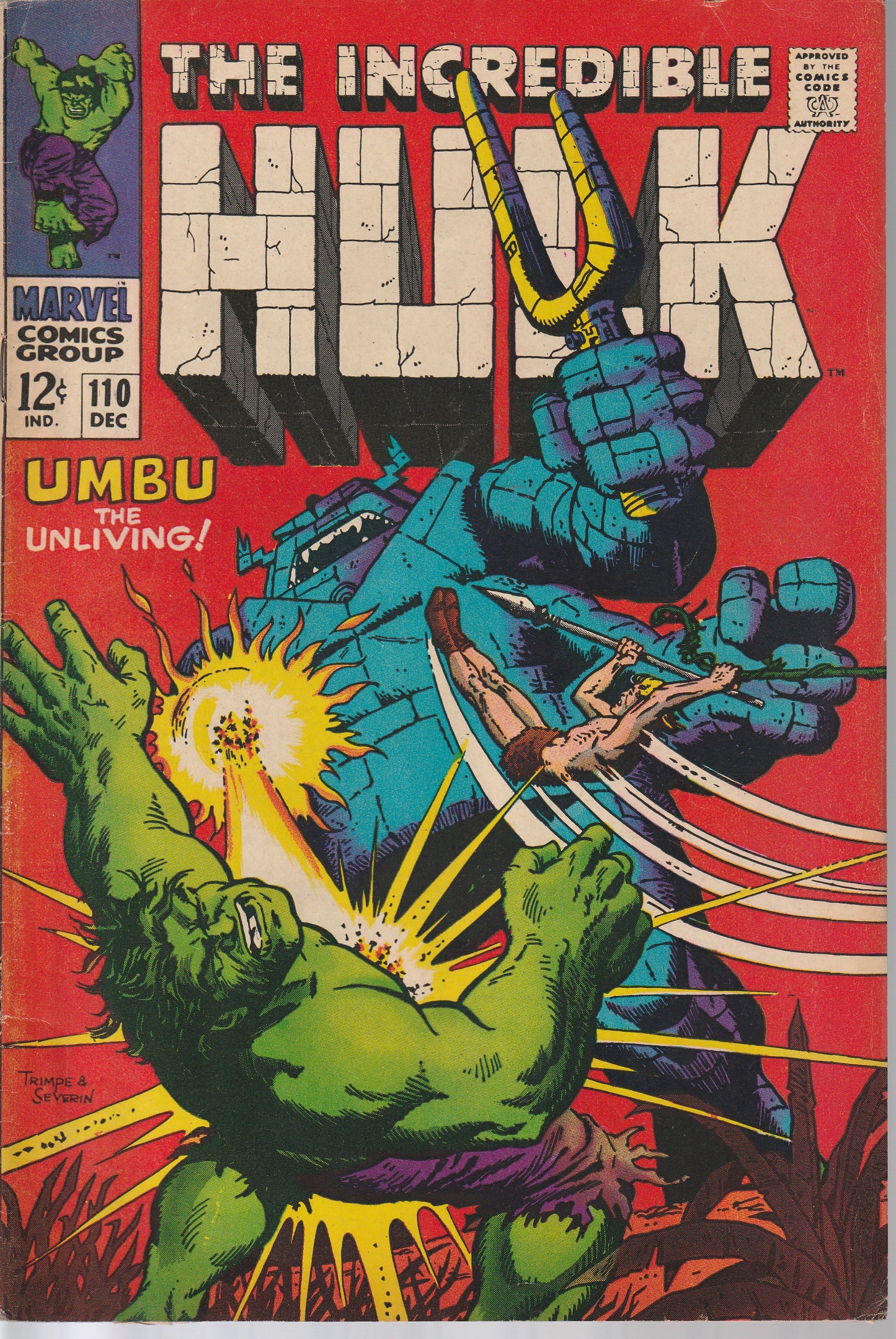 INCREDIBLE HULK #110 - MARVEL COMICS - SEP 10 1968 (6.5-7.0)
