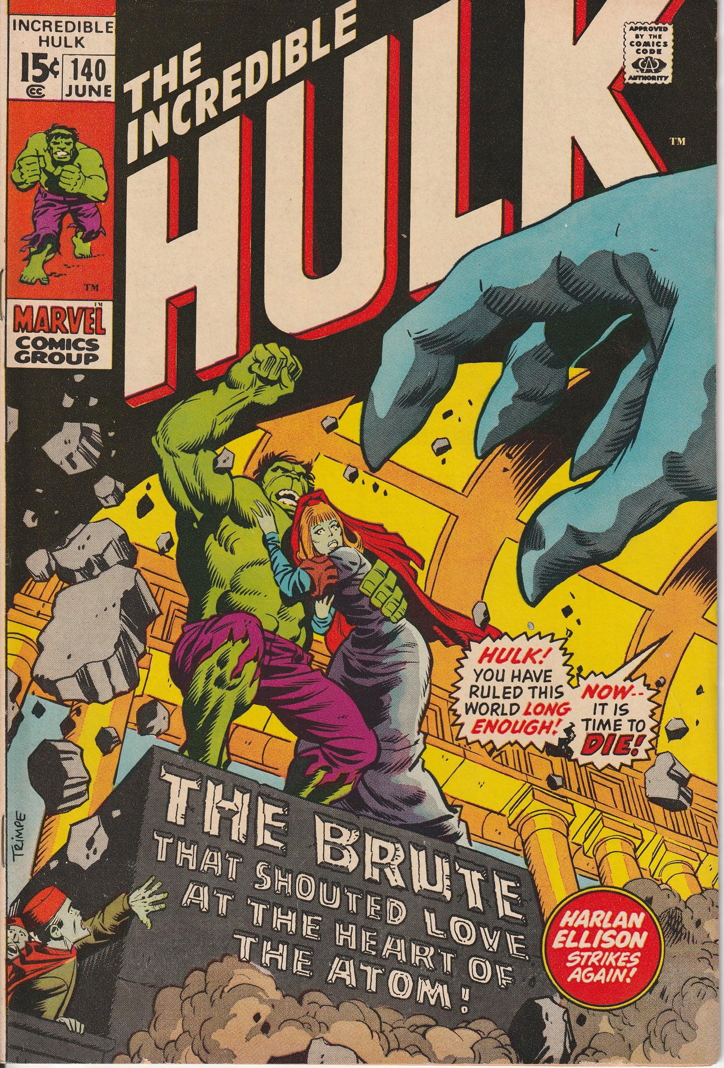 INCREDIBLE HULK #140 - MARVEL COMICS - JUN 1971 (7.0-7.5)