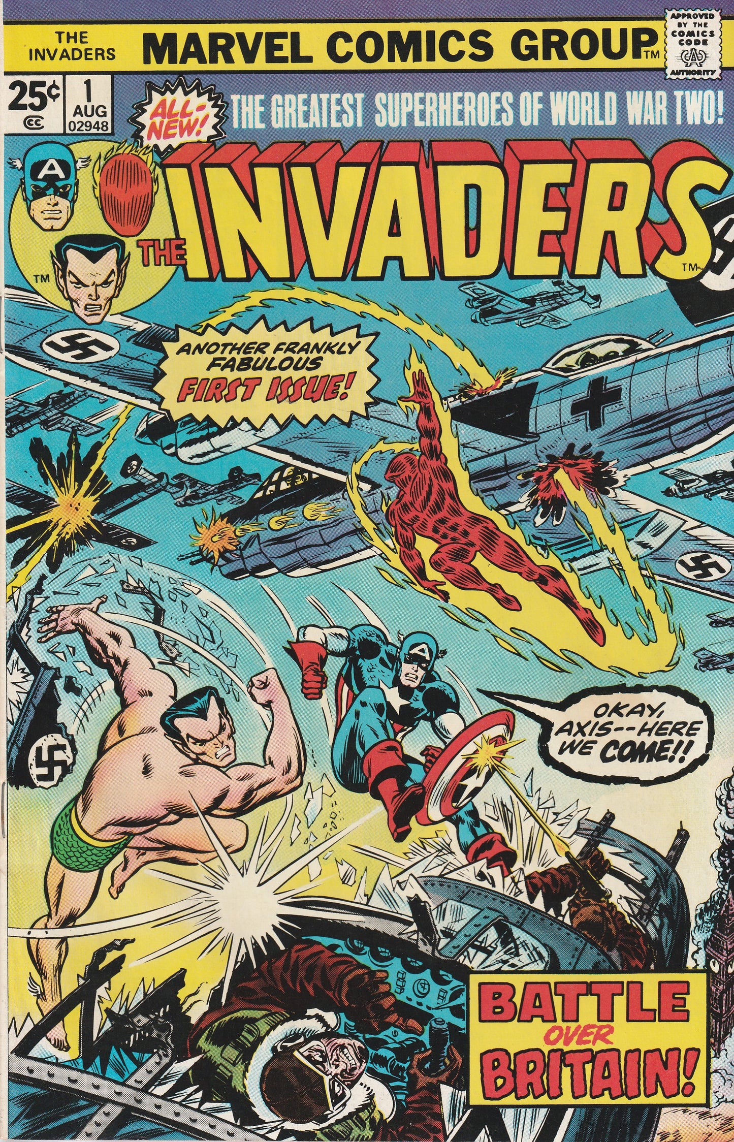 THE INVADERS #1 - MARVEL COMICS -AUG 1975 (8.0-8.5)