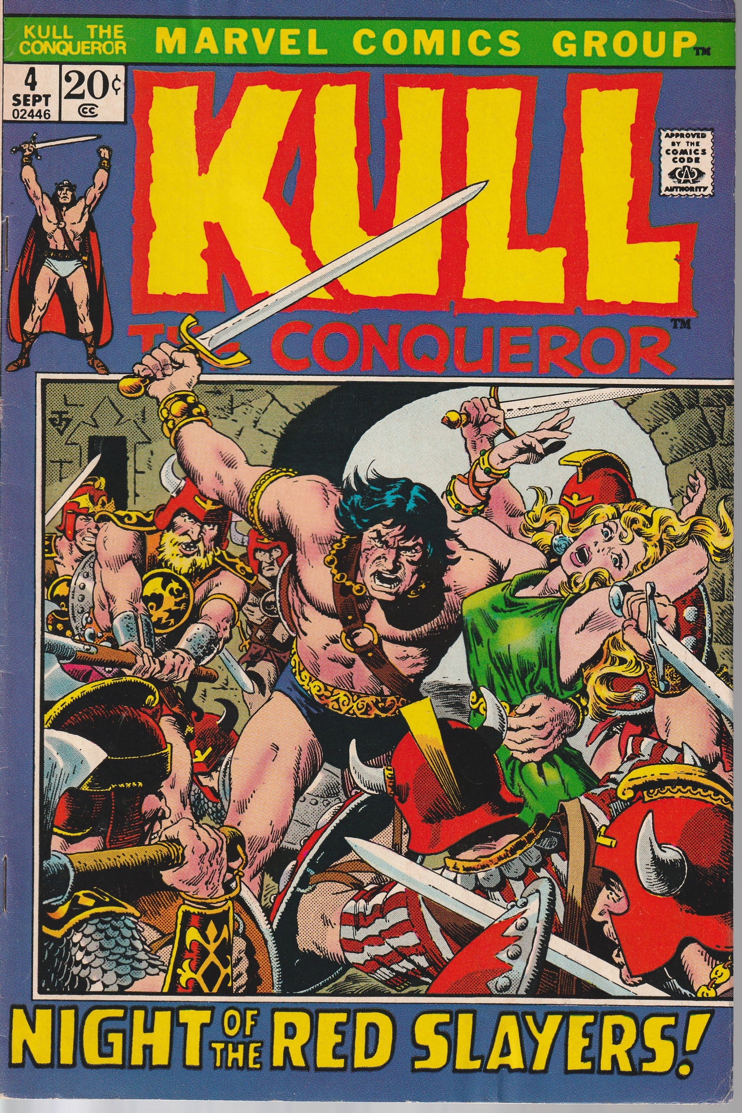 KULL THE CONQUEROR #4 - MARVEL COMICS - SEP 1972 (7.5-8.0)