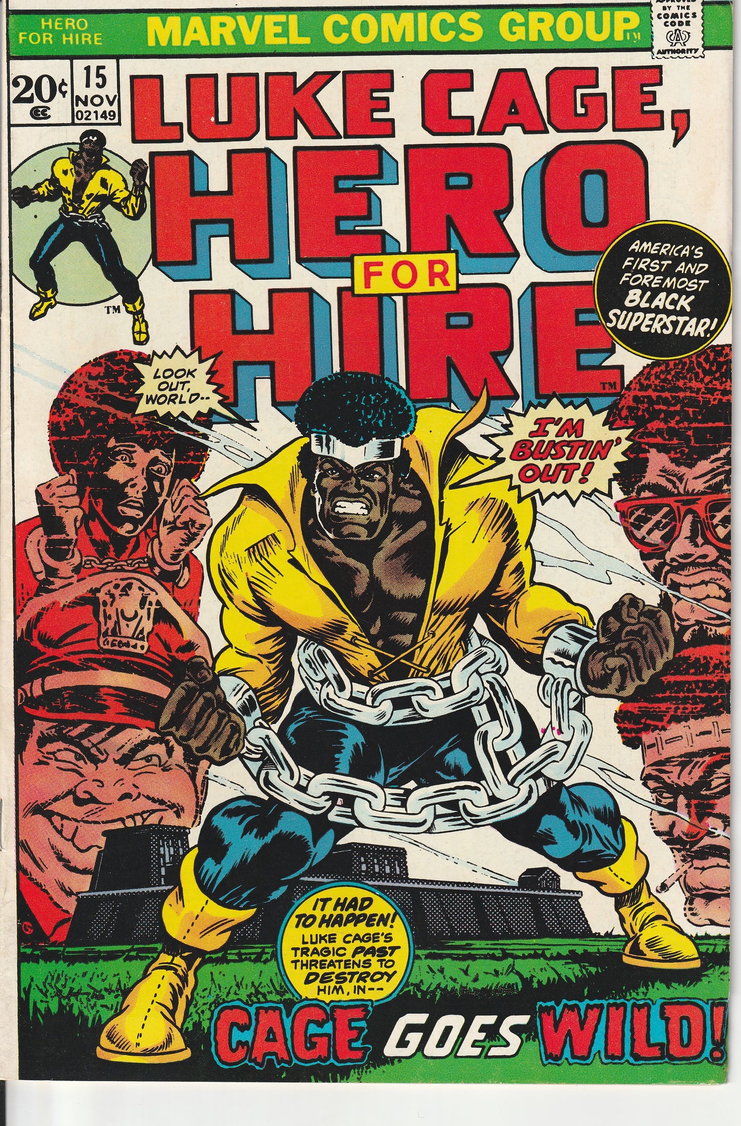 LUKE CAGE, HERO FOR HIRE #15 - MARVEL COMICS - NOV 1973 (9.2-9.4)