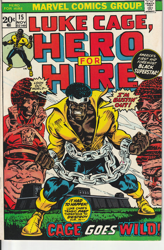 LUKE CAGE, HERO FOR HIRE #15 - MARVEL COMICS - NOV 1973 (9.2-9.4)