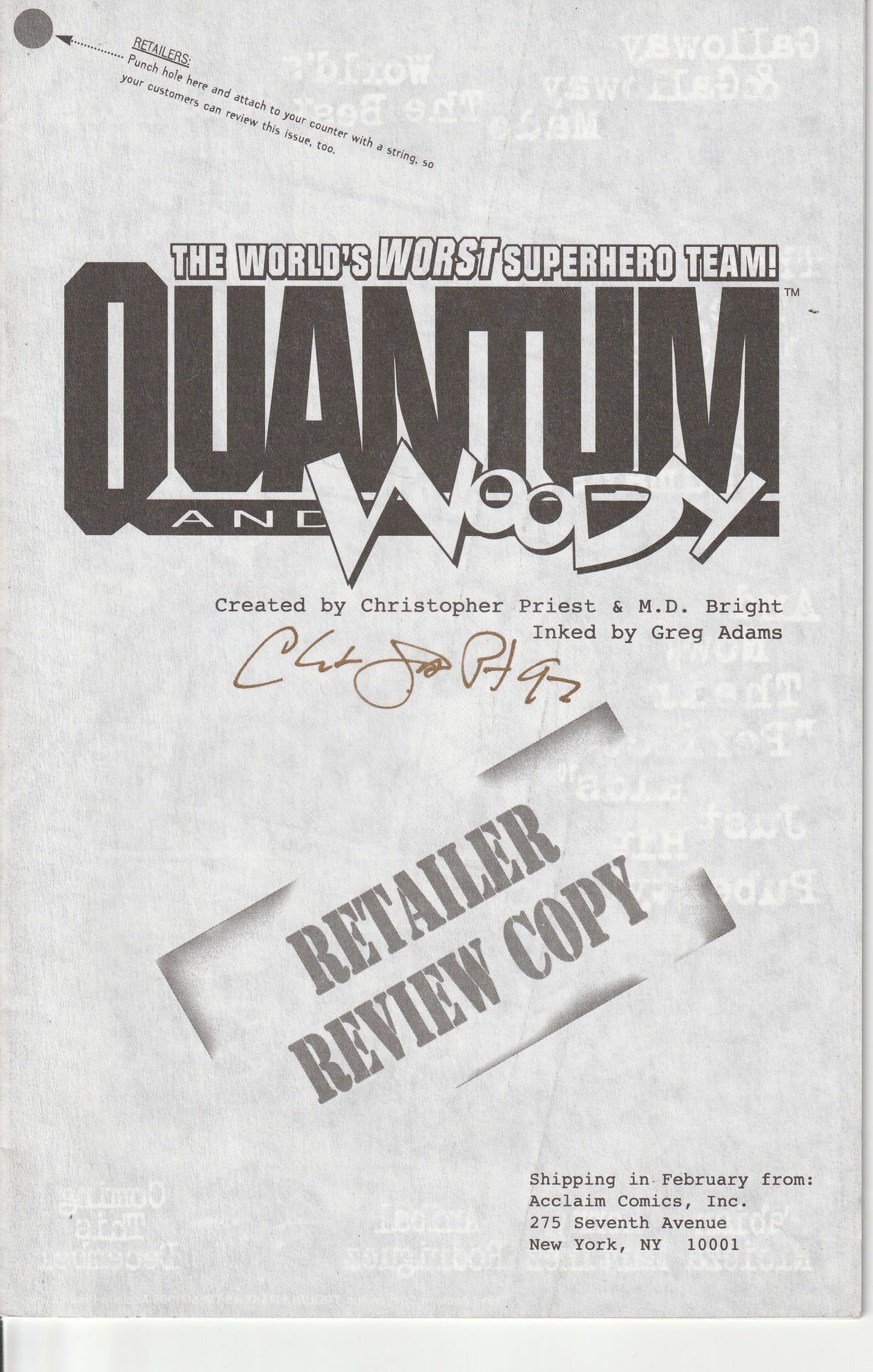 QUANTUM & WOODY #1 - RETAILER REVIEW COPY