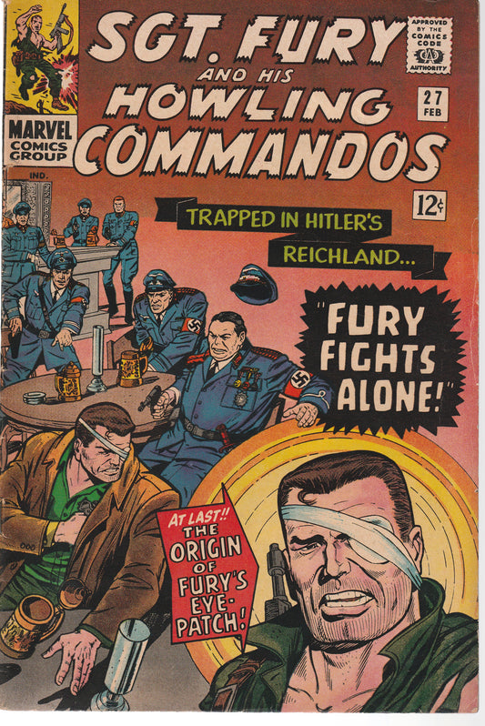 SGT FURY AND HIS HOWLING COMMANDOS #27 - MARVEL - FEB 1966 (6.5-7.0)