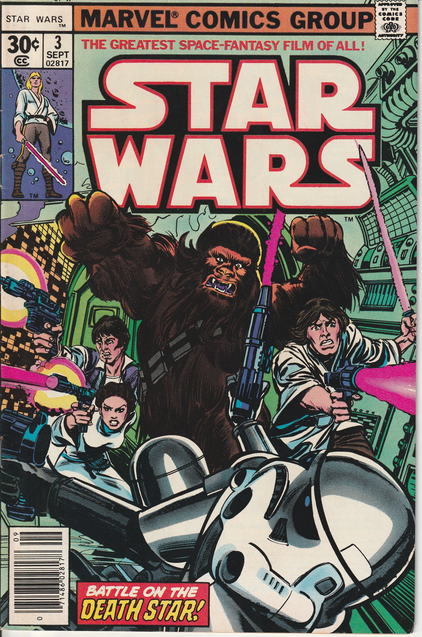 STAR WARS #3 - MARVEL COMICS - SEP 1977 (6.5-7.0)