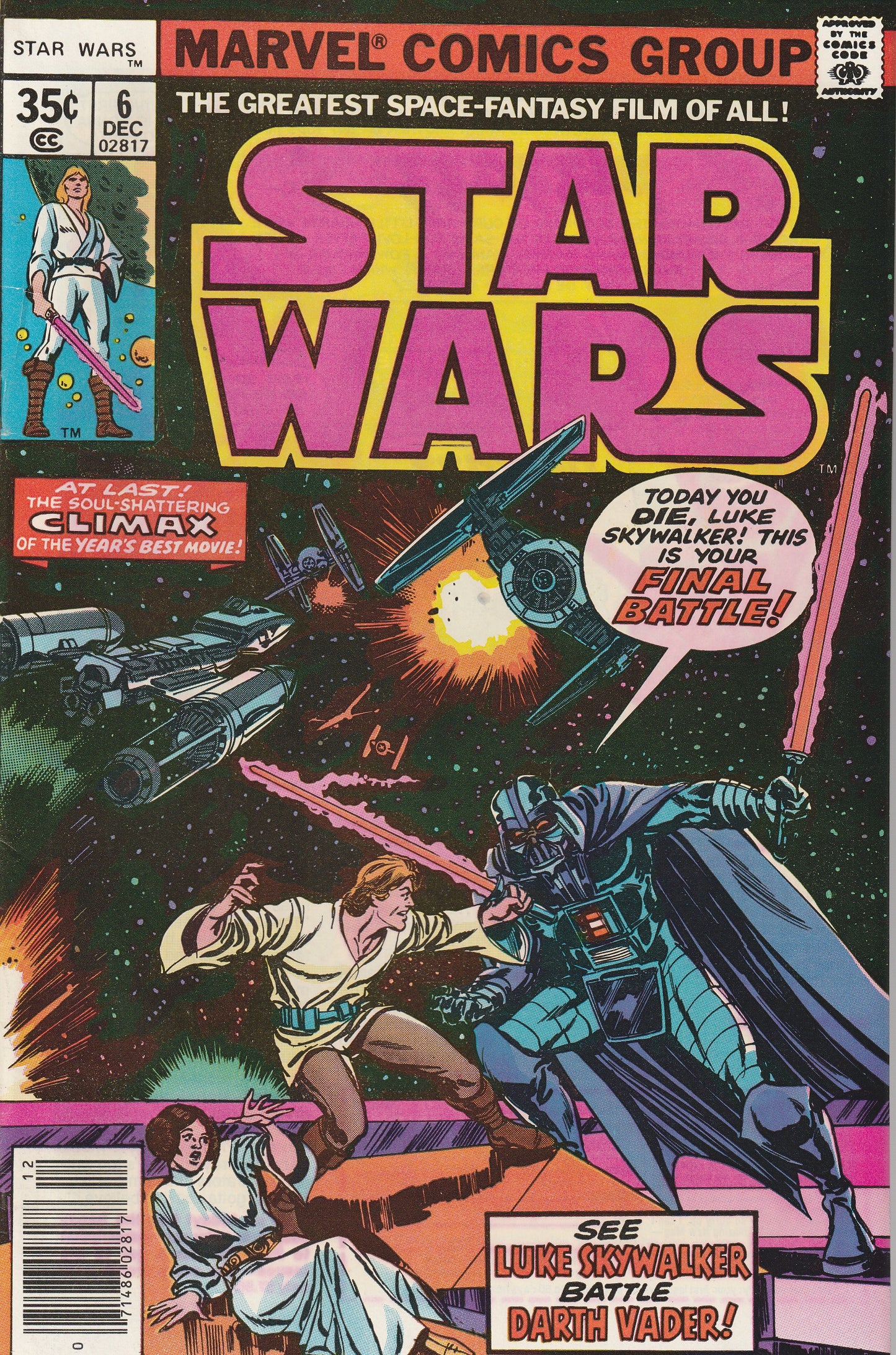 STAR WARS #6 - MARVEL COMICS - DEC 1977 (6.0-6.5)