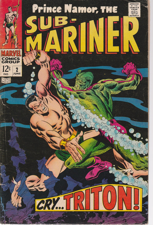 SUB-MARINER #2 - MARVEL COMICS - JUN 10 1968 (4.0-4.5)