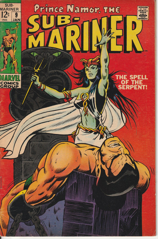 SUB-MARINER #9 - MARVEL COMICS - JAN 1969 (5.0-5.5)