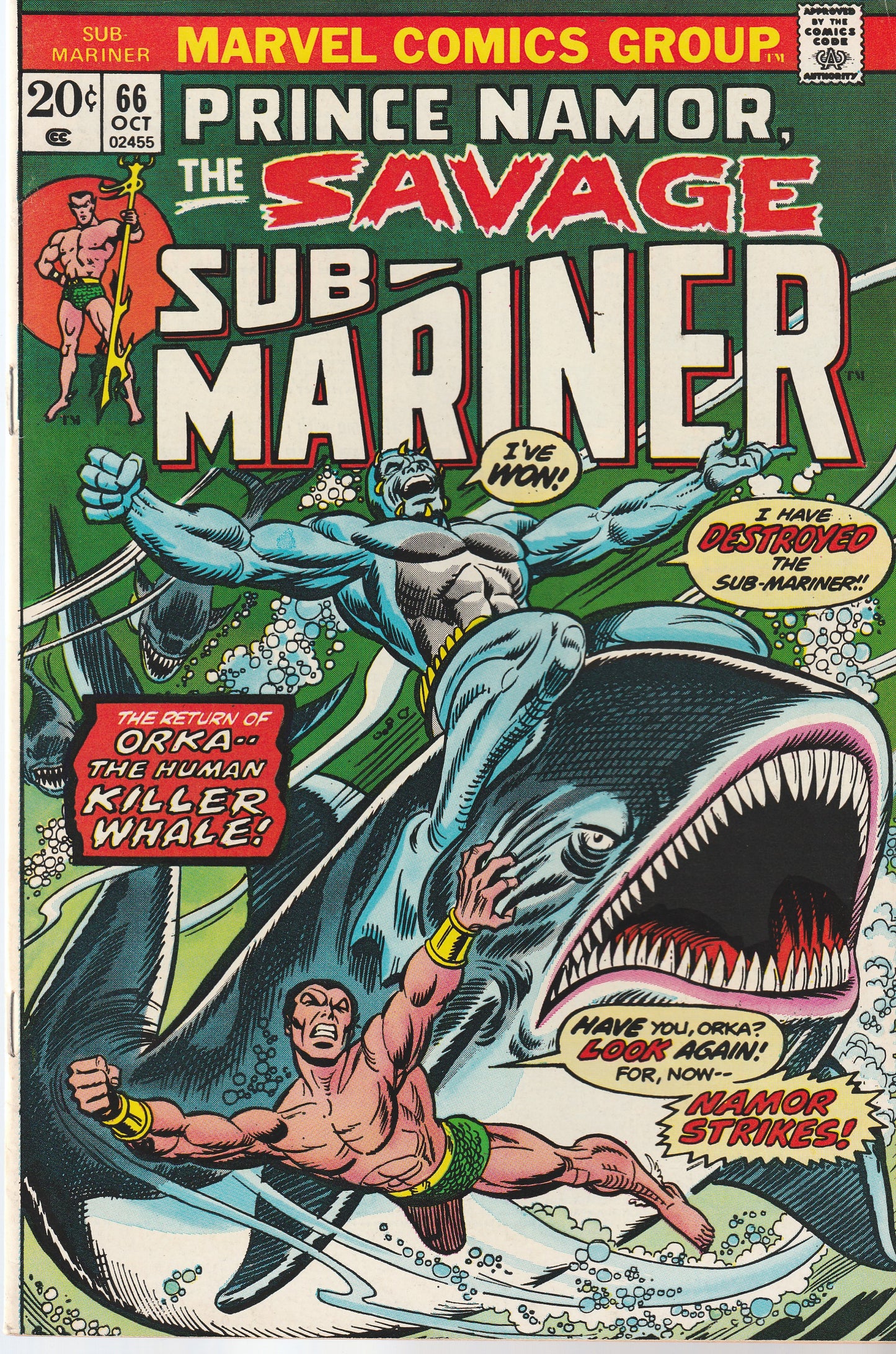 SUB-MARINER #66 - MARVEL COMICS - OCT 1973 (7.0-7.5)