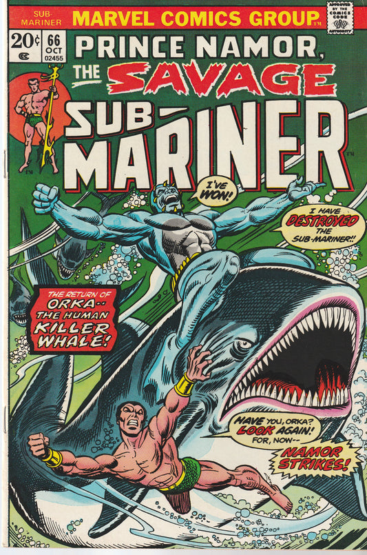 SUB-MARINER #66 - MARVEL COMICS - OCT 1973 (7.0-7.5)