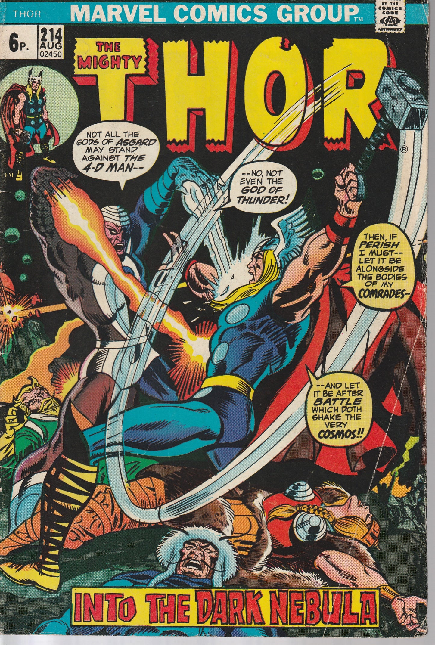 THOR #214 - MARVEL COMICS - AUG 1973 (5.0) UK VARIANT