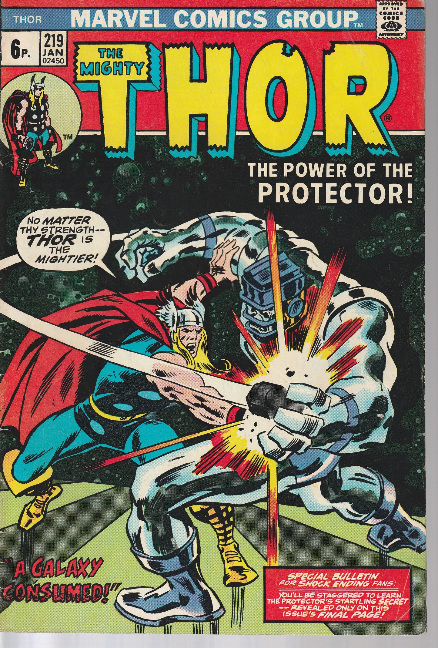THOR #219 - MARVEL COMICS - JAN 1974 - (6.5) F+