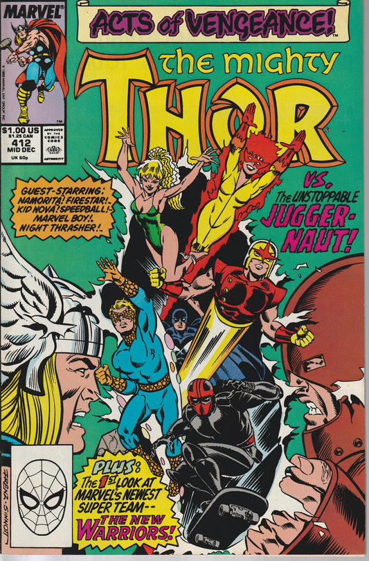 THOR #412 - MARVEL COMICS - DEC 1989 * 1st NEW WARRIORS - DIRECT
