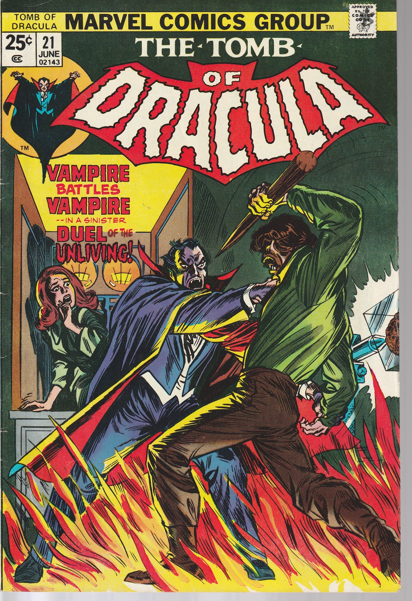 TOMB OF DRACULA #21 - MARVEL COMICS - JUNE 1974 (7.0) MARK JEWELERS